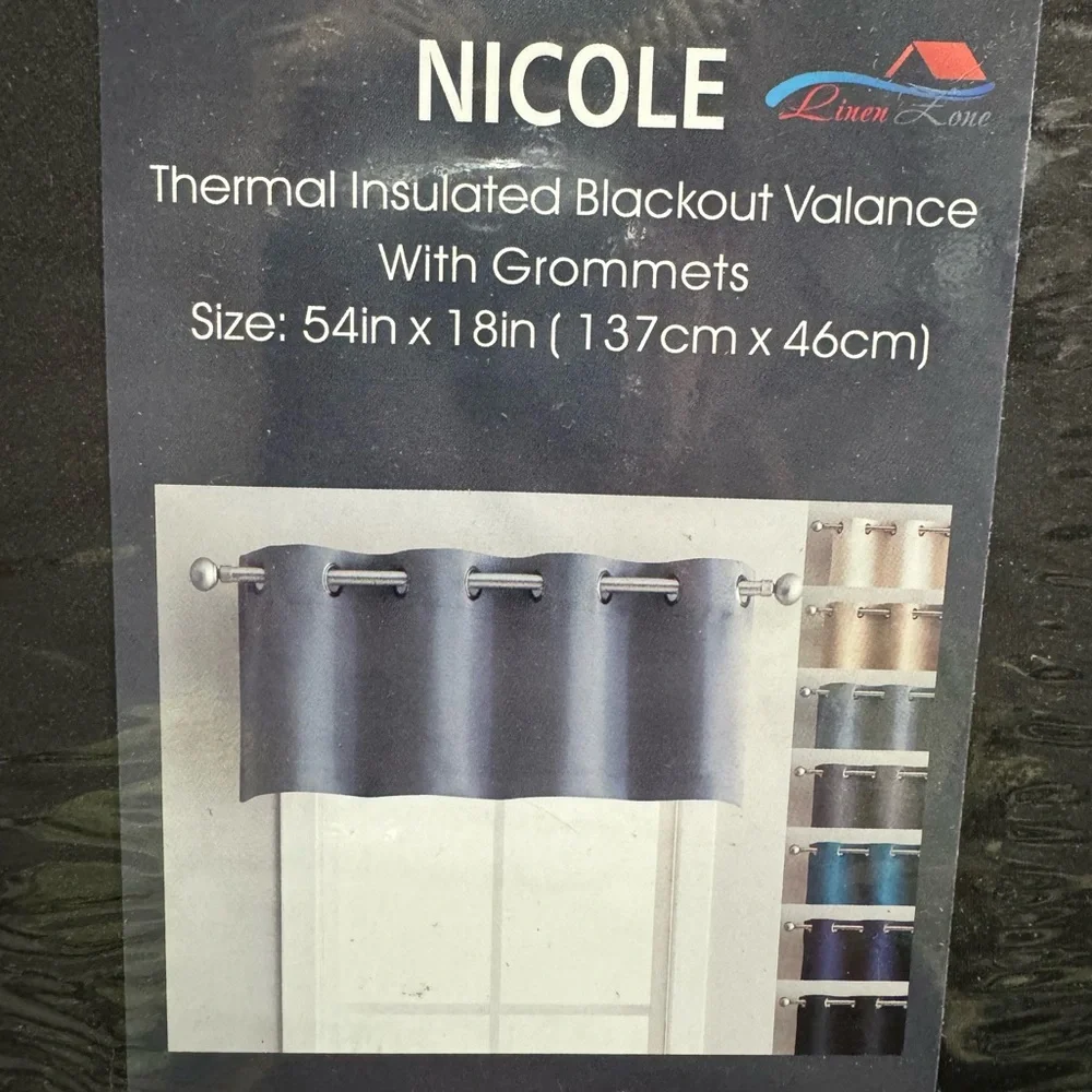 Nicole black thermal insulated blackout valance with grommets